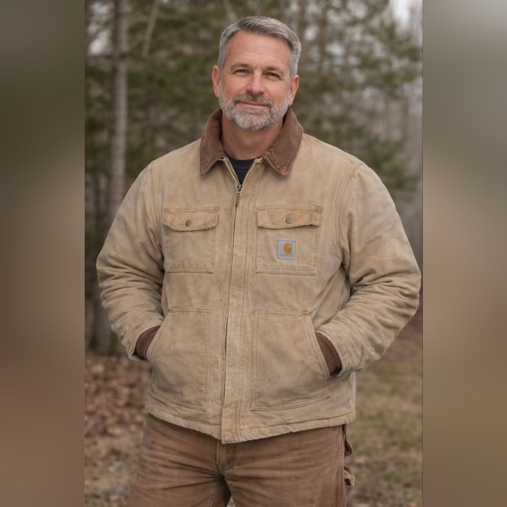 Carhartt Canvas Chore Jacket Distressed Vintage Workwear Tan Brown